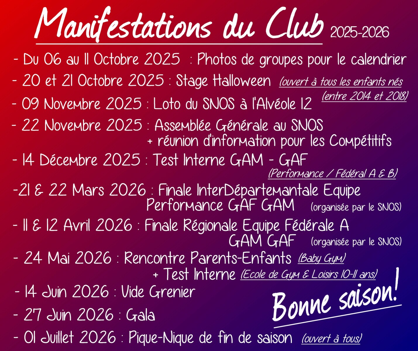 Manifestations du club