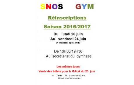 Réinscriptions 2016-2017